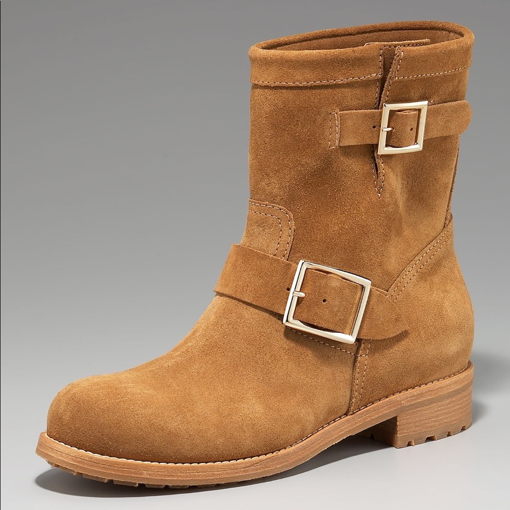 JIMMY CHOO suede biker ankle boot